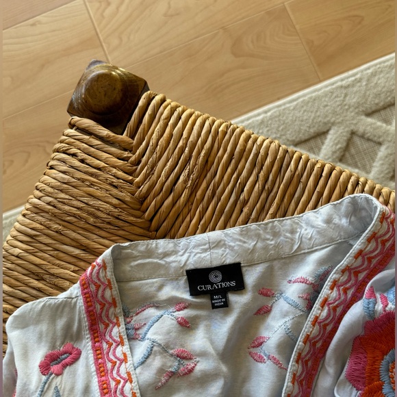 Curations Pastel Blue Embroidered Floral Kimono Size M/L Summer Beach Boho - Picture 6 of 15